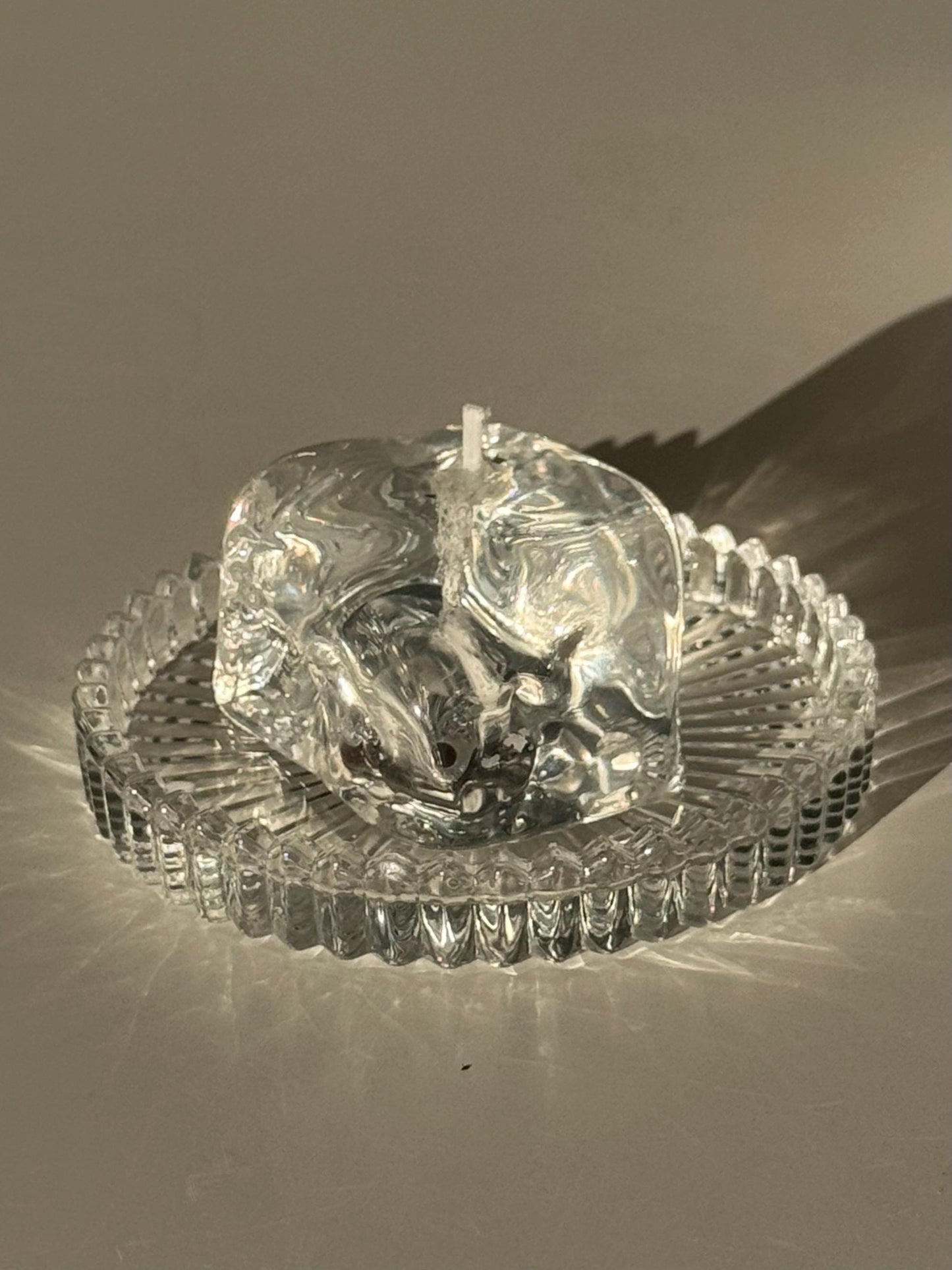 Ice Candle with Clear Candle Plate