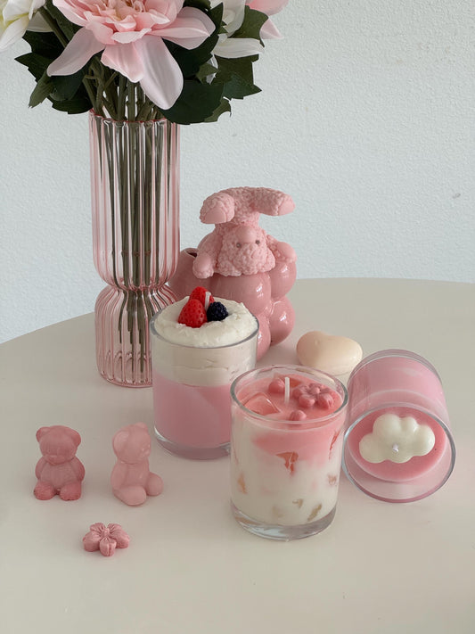 Pink Candles Set | Candle Gift Set |Strawberry Latte | Cream top | Clouds | Iced Latte |Einspanner |Coffee