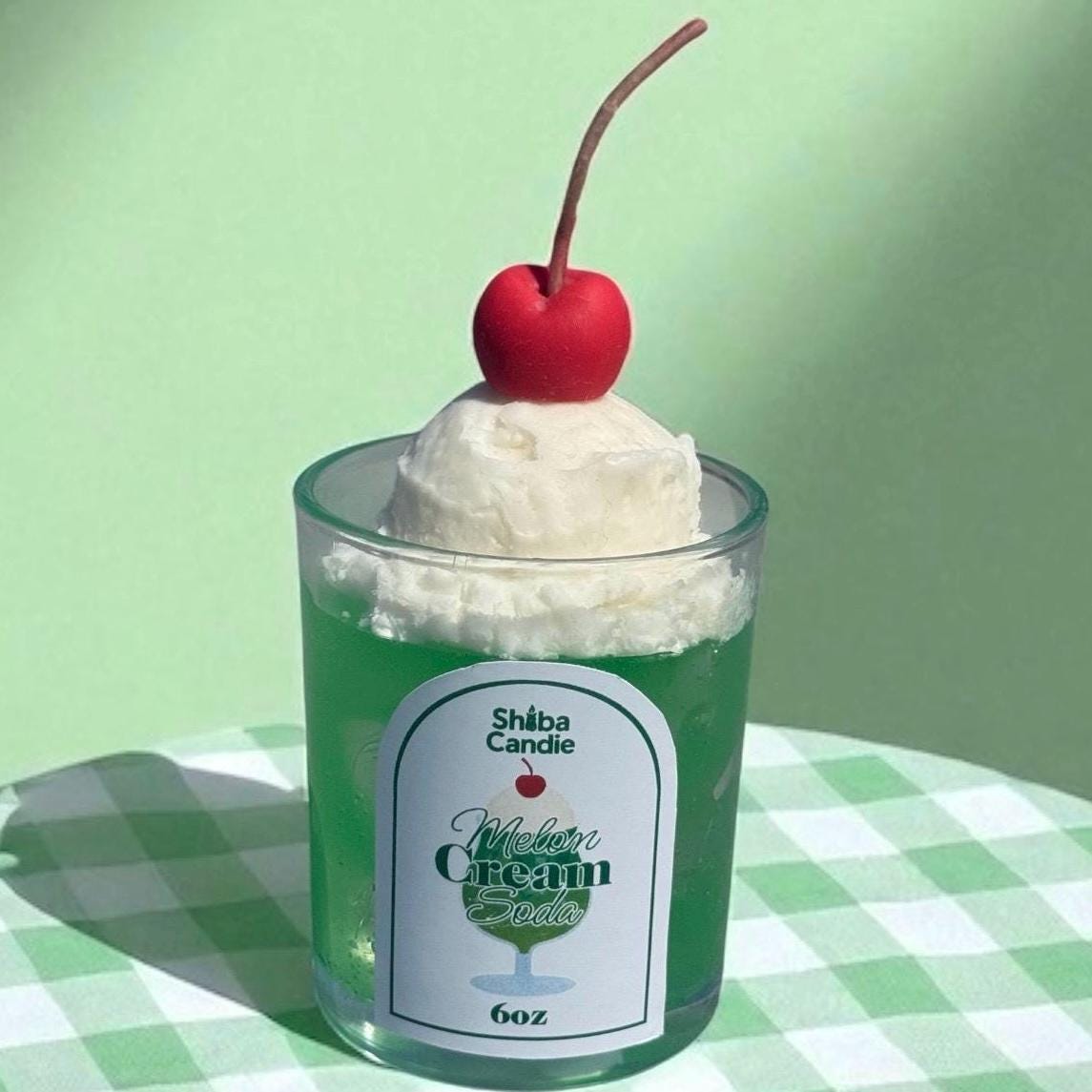 Melon Cream Soda Candle: Hand-Poured Soy Mixed Wax Candle with Vanilla