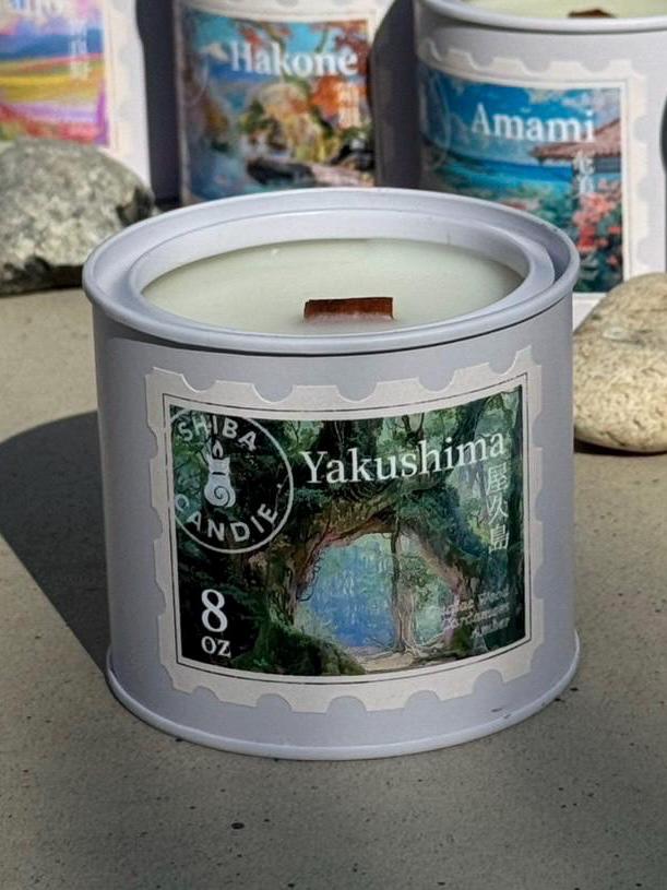 Vegan Scented Candles with Hand Drawing Image | Japan Trip Series | Wood Wick | ASMR Candle