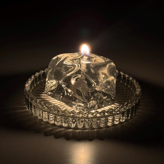 Ice Candle with Clear Candle Plate