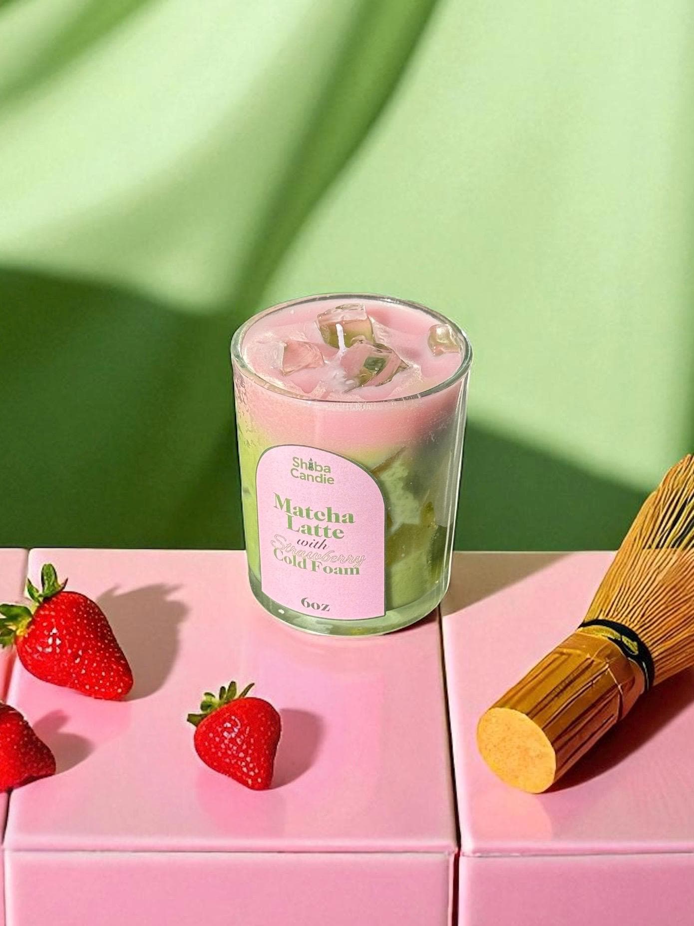 Matcha Latte Candle: Hand-Poured Soy Mixed Wax, Green Tea × Vanilla Scent (etsy image id: 6982714082)
