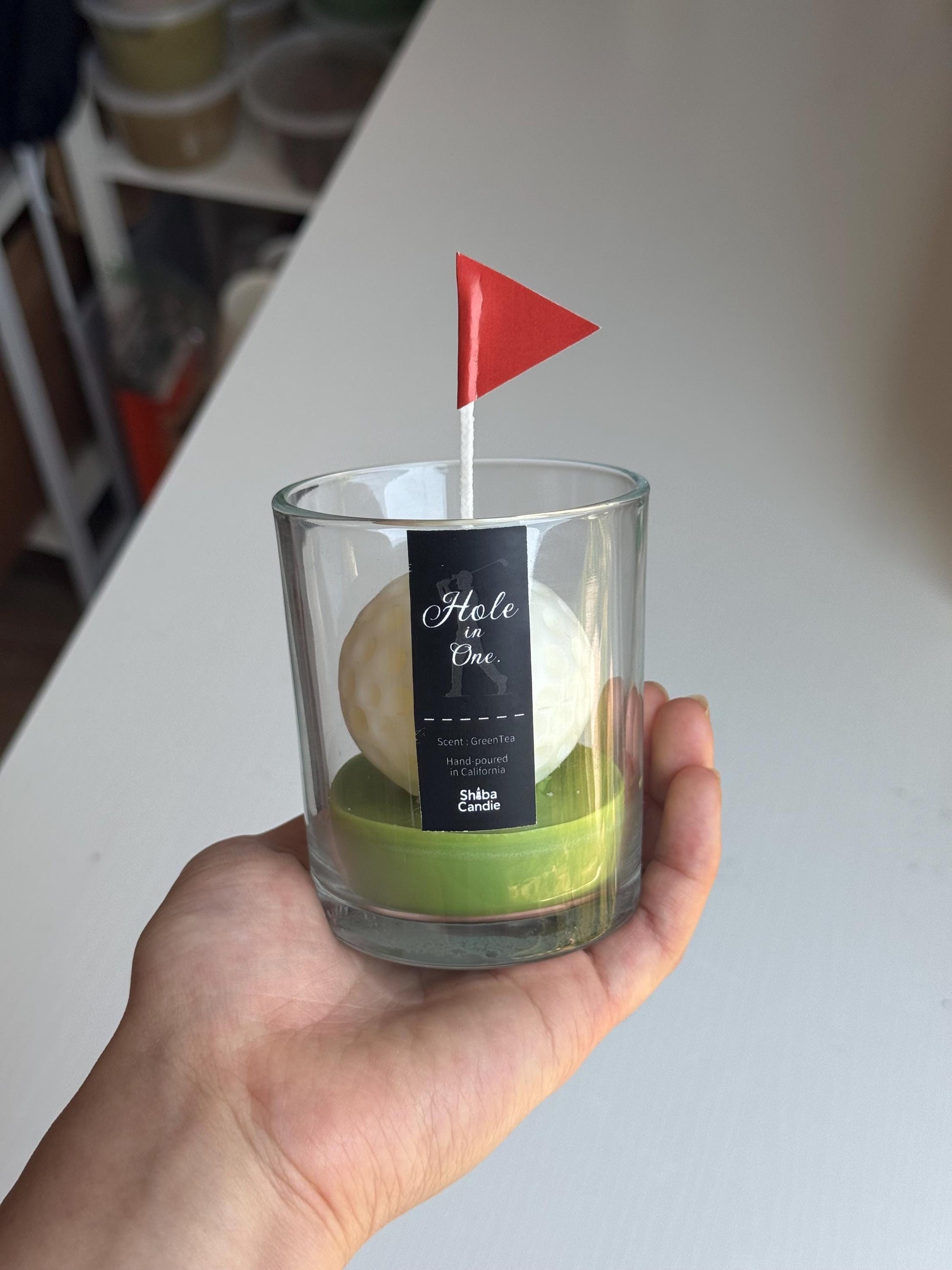 Golf Ball Candle: Hand-Poured Soy Wax, Green Tea Scent (etsy image id: 7067438218)