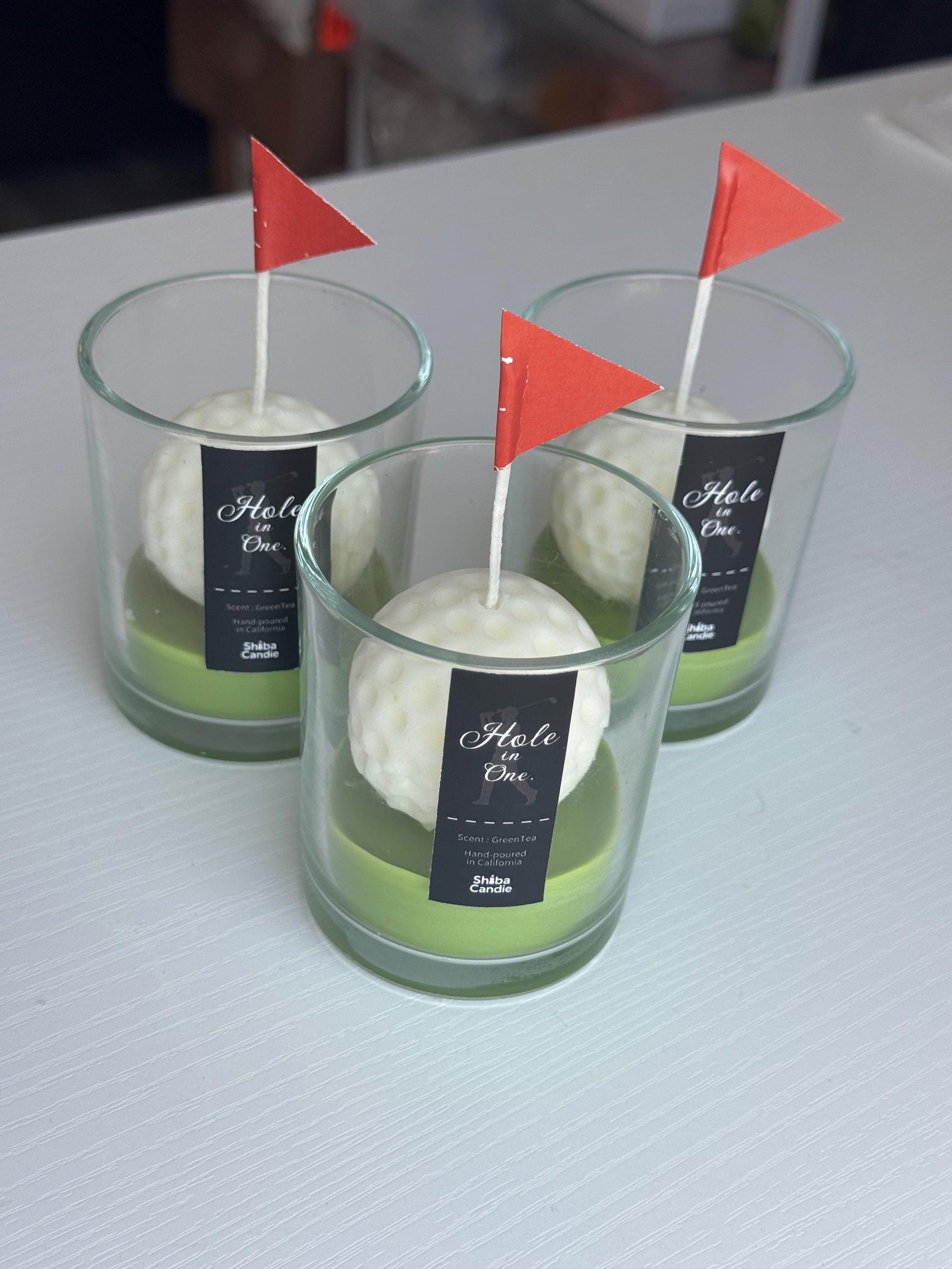 Golf Ball Candle: Hand-Poured Soy Wax, Green Tea Scent (etsy image id: 7067439632)
