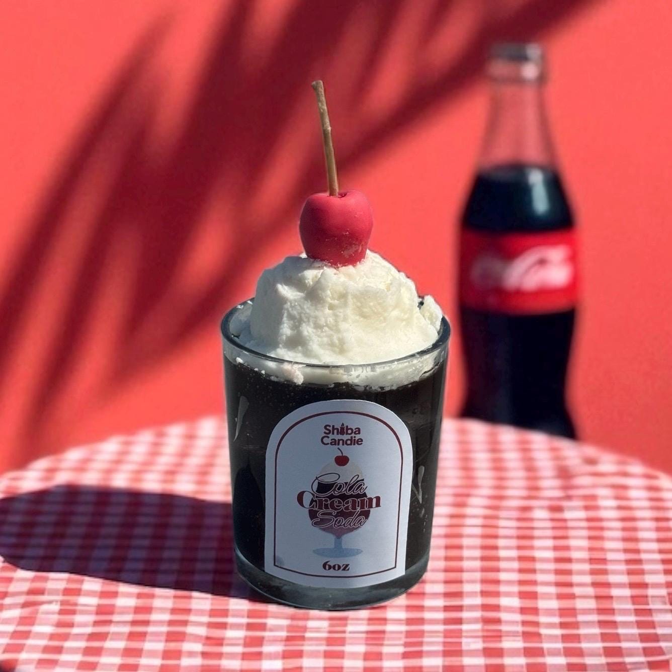 Soda Float Candle: Hand-Poured Mixed Wax with Cherry Cream Soda (etsy image id: 7069222102)