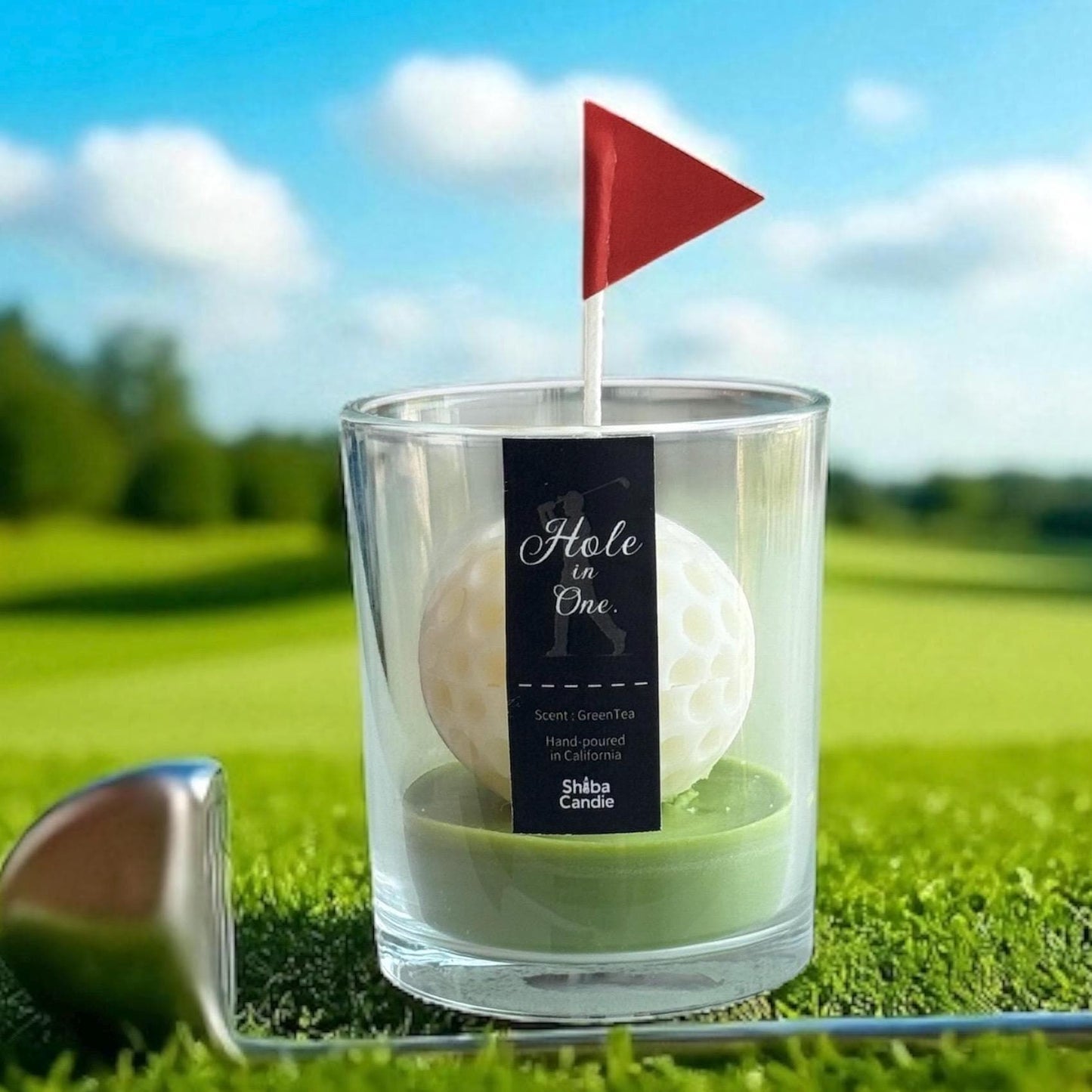 Golf Ball Candle: Hand-Poured Soy Wax, Green Tea Scent (etsy image id: 7090310402)