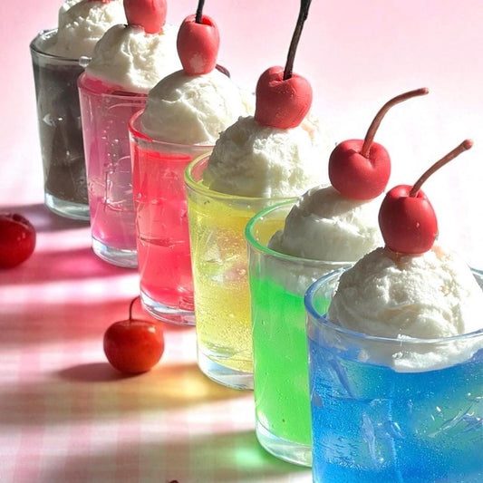 Soda Float Candle: Hand-Poured Mixed Wax with Cherry Cream Soda (etsy image id: 7117914721)