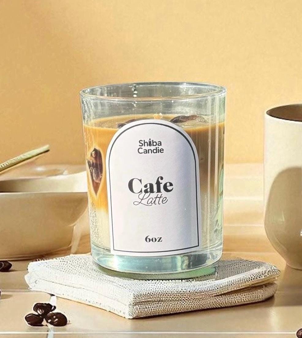 Cafe Latte Candle: Hand-Poured Soy Mixed Wax Coffee Scented Candle (etsy image id: 7485433025)