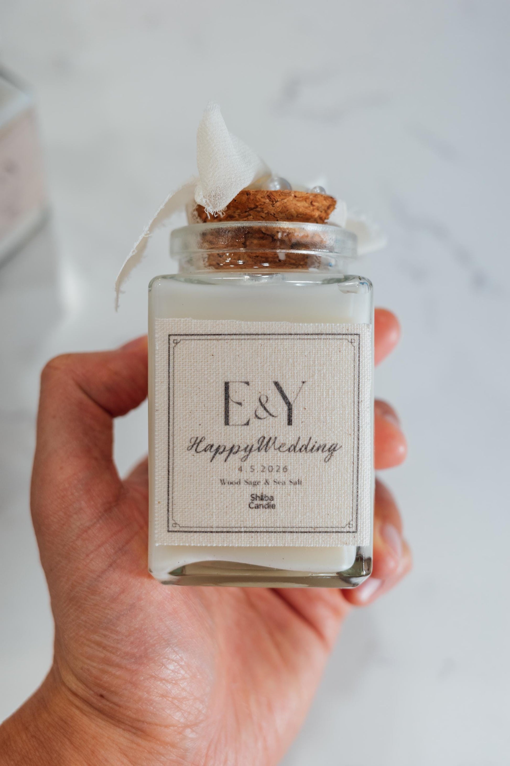 Wedding Gift Candle Made to Order Linen-Like Label Bulk (etsy image id: 8014724925)